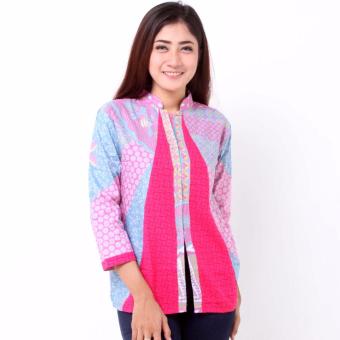 Batik Distro BA7868 Blus Wanita Embos Shanghai - Pink  