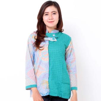 Batik Distro BA7969 Blus Wanita Embos Shanghai - Hijau  