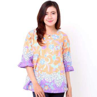 Batik Distro BA7972 Blus Wanita Lengan Pendek - Orange  