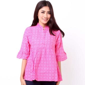 Batik Distro BA8011 Blus Wanita Shanghai A Line - Pink  