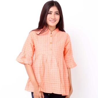 Batik Distro BA8012 Blus Wanita Shanghai A Line - Orange  