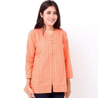 Batik Distro BA8016 Blus Wanita Kancing Tali A Line - Orange  
