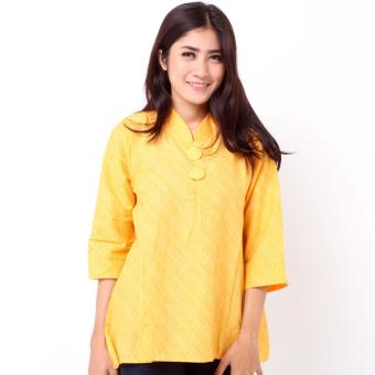 Batik Distro BA8020 Blus Wanita Shanghai Pendek - Kuning  