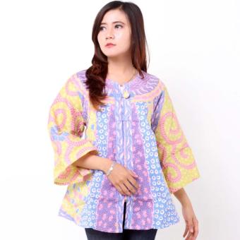 Batik Distro BA8114 Blus Wanita A Line Panjang - Biru  