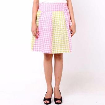 Batik Distro R1127 Rok Wanita Kombinasi Pendek - Pink  