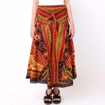 Batik Distro R1171 Rok Wanita Renda Karet Lingkar - Coklat  