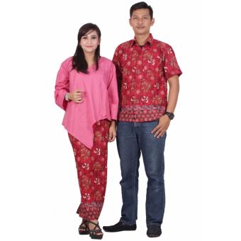 Batik putri ayu batik sarimbit dress katun premium srd201 [Pink]  