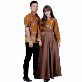 Batik Putri Ayu Solo Batik Sarimbit Gamis Modern SRG110-Cokelat  