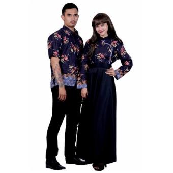 Batik Putri Ayu Solo Batik Sarimbit Gamis Modern SRG110-Hitam  