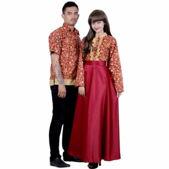 Batik Putri Ayu Solo Batik Sarimbit Gamis Modern SRG112-merah  