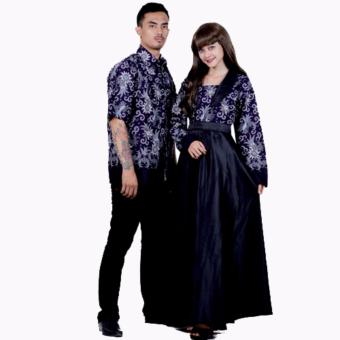 Batik Putri Ayu Solo Batik Sarimbit Gamis Modern SRG115-Hitam  