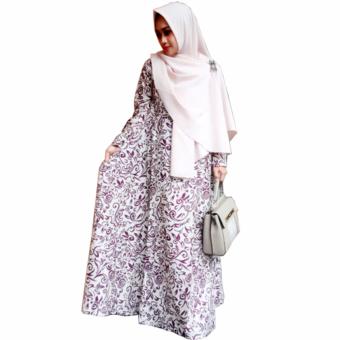 Batik Putri Ayu Solo Gamis Hijab Syar’I Katun Premium Putri S1-Biru  