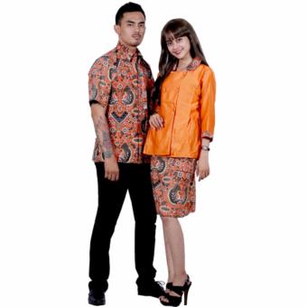 Batik Putri Ayu Solo Sarimbit Batik Dress Katun dan Velvet SRD16-Orange  