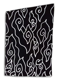 Batik Trusmi - Kain Batik Tulis Motif Mega mendung Putih Dasar Hitam  