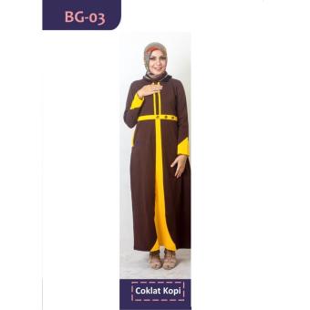 Believe AG-03 Baju Muslim Baju Hijab Baju Muslim Modern Wanita Baju Muslim Gamis Dress Kaos Coklat Kopi  