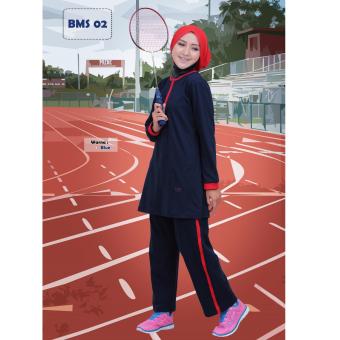 Believe Setelan BMS-02 Baju Olahraga Muslim Kaos Wanita Baju Muslim Kaos Blue  