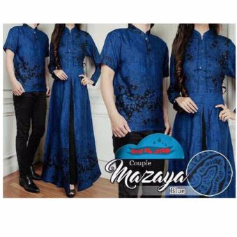 BenOlshop Couple Set Gamis Wanita+Kmeja Pria Mazaya Biru  