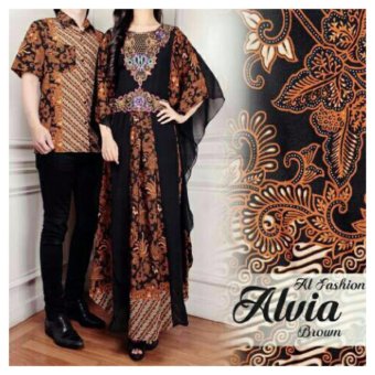 BenOlshop Couple Set Stelan Gamis Alvia Brown ( Gamis Wanita + Kmeja Pria)  