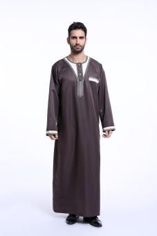 best quanlity Muslim Middle East Arab man's robes long sleeve - coffee - intl  