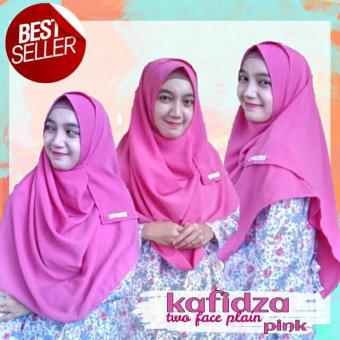 best seller kafidza two face plain pink jilbab instan dua lubang bahan wolfis  