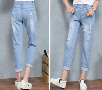 BIGCAT new Hole jeans loose BF style harem pants fashion jeans - intl  