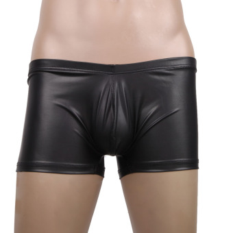 Black Leather-Like Shorts Underpant (Intl)  