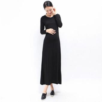 Black Spring Summer Pregnant Womens Dresses Full Sleeve Maternity Dresses Cotton and Comfortable Maternity Clothing BB112 - intl  