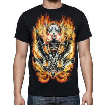 Blacklabel Kaos Hitam BL-HD-024 Glow In the Dark T-Shirt Fire Skull - S  