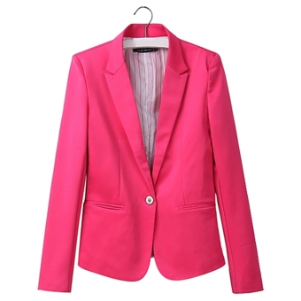 Bluelans Women's Turn-down Collar Slim Suit Coat Thin Jacket Tops Clothes Rose  