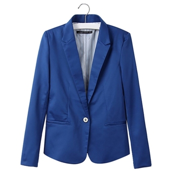 Bluelans Women's Turn-down Collar Slim Suit Coat Thin Jacket Tops Clothes Navy Blue  