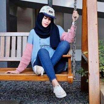 Boxy Comby Rajut Parka Ziper Hoodie Bomber Casual Atasan Jaket Hijab  