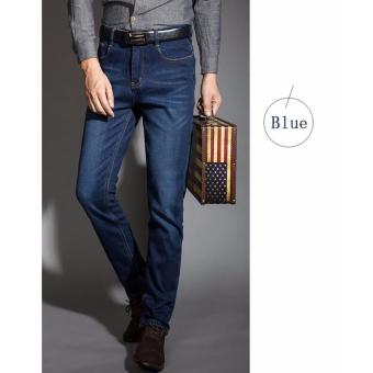Brand Mens Winter Stretch Thicken Hot Jeans Polar High Quality Denim Biker Jean Trousers Pant Size (Blue) - intl  