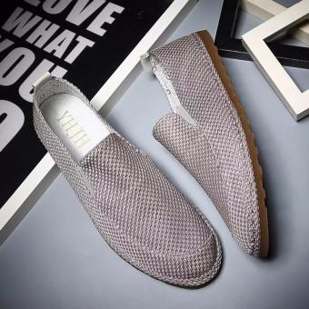 British Men Comfortable Slip On Handmade Cloth Loafer Breathabel Driving Shoes Casual Pea Shoes Male Footwear Beige XZ290 - intl  