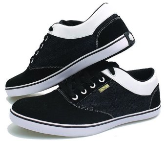 BSM Soga BLG 216 Sepatu Kasual/ Kets/ Sekolah/ Sport Pria Suede - Keren - Hitam Strip Putih  