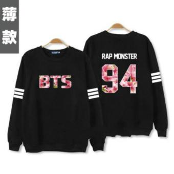 BTS youth 2015 plates comeback album hoodie sweatshirt Clothing Hoody Sweatshirts BTS Cotton Sweatshirts Women Long Sleeve Hoodies jacket black(RAP MONSER) - intl  