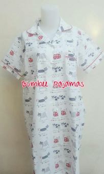 Bumbee Collection Sleep Dress Motif Kucing Putih  
