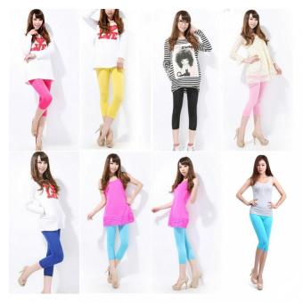BUYINCOINS Hot Women's Meryl Candy Color Stretchy Cropped Leggings Tights Shorts Pants Coffee - intl  