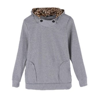 C1S Autumn Hoody Leopard Sweatshirt Top Outerwear Parka Coats (Grey) - intl  