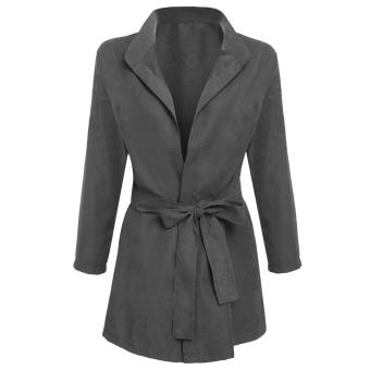 C1S Batwing Sleeve Front Open Outwear Jacket Tunic Solid Windbreak(Dark Grey) - intl  