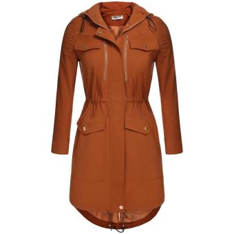 C1S Hooded Drawstring Jacket Parka Coat Outerwear(Brown) - intl  
