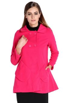 C1S Long Coat Korean Upper Garment Candy Colors Coat(Rose Red) - intl  