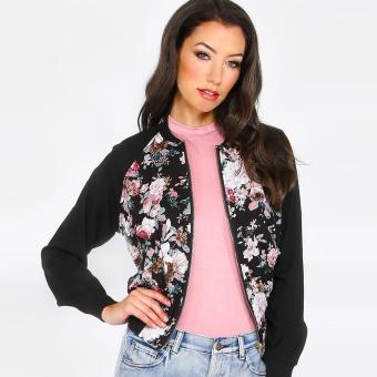C1S Multicolor O-Neck Floral Print Zipper Jacket - intl  