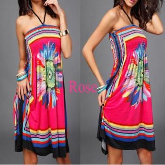 C237 New Fashion Rose Lady's Beach Tube Top Strapless Club Party Women's Dress - intl  