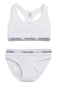 Calvin Klein Modern Cotton Bralette & Brief Gift Set - Pakaian Dalam Set Wanita - Putih  