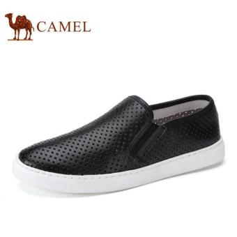 Camel Men's Casual Leather Slip On Loafer Shoes Flat Shoes(Black) - intl  