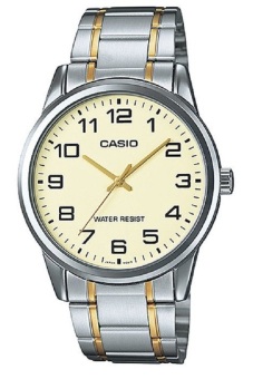 Casio Analog Watch Jam Tangan Pria - Gold Silver - Stainless Steel Band - MTP-V001SG-9BUDF  