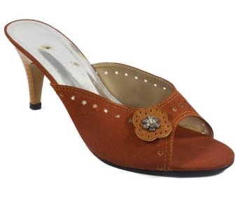 Cassico Ca 028 Sandal High Heels Selop Wanita - Synthetic - Fiber Outsole Hak 5 Cm - Nyaman Dipakai - Coklat  