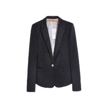 Casual Slim Solid Suit Blazer Jacket Coat Outwear Women Fashion Candy Color Black 92cm - intl  