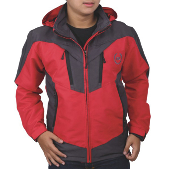 Catenzo Men's Adventure Jacket Red Micro - Jaket Outdoor Pria - Merah  