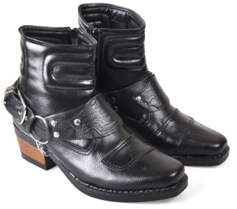 CBR SIX NEC 431 Sepatu Country/ Biker boots - Kulit asli - Gagah - Hitam  